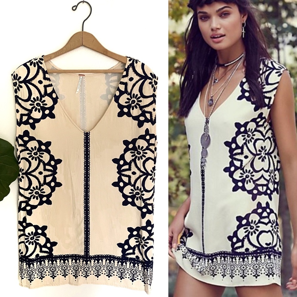 Free People Geodesic Dunes Ivory Shift Bead Dress